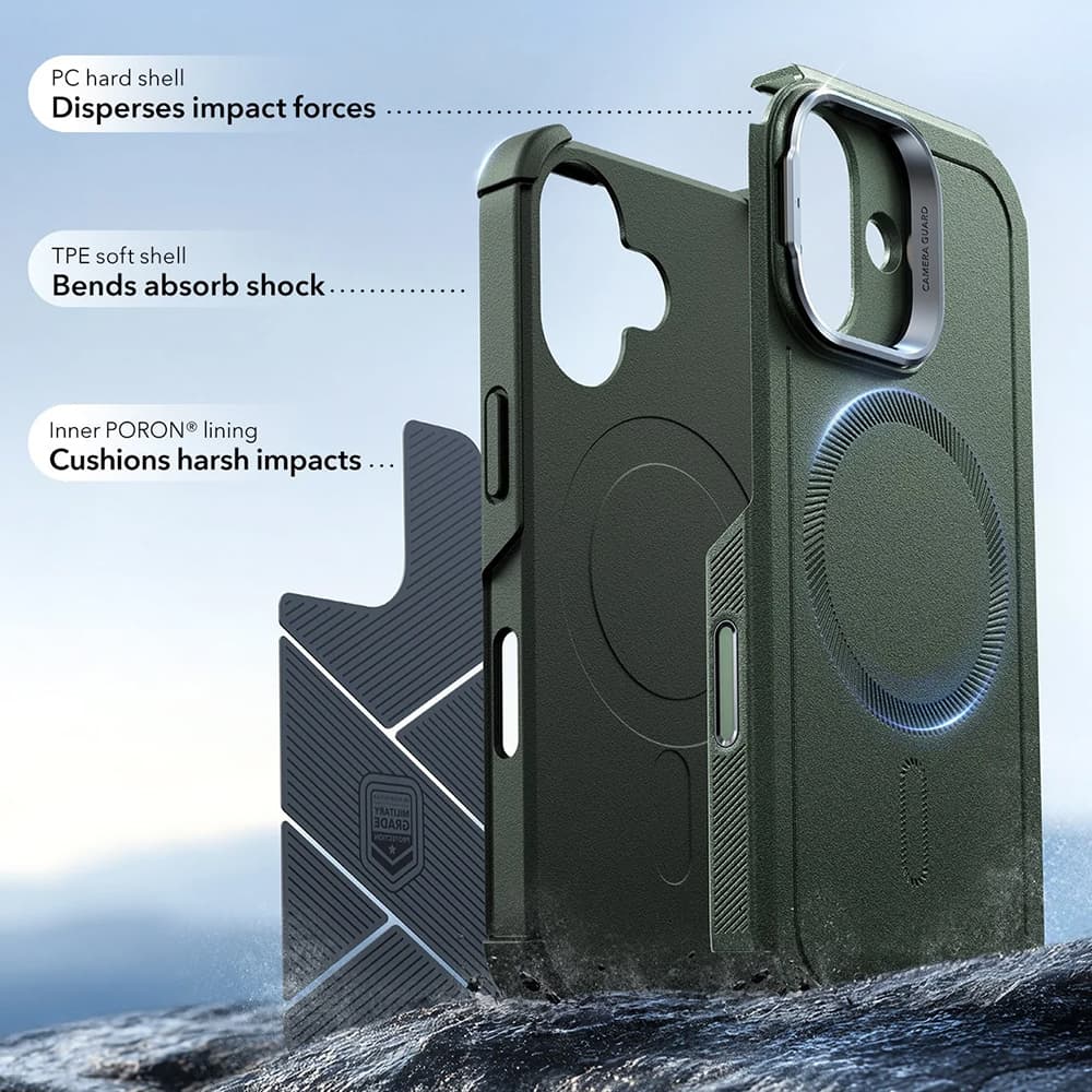 ESR Cyber Armor Kickstand pro iPhone 17 zelený - náhled 4
