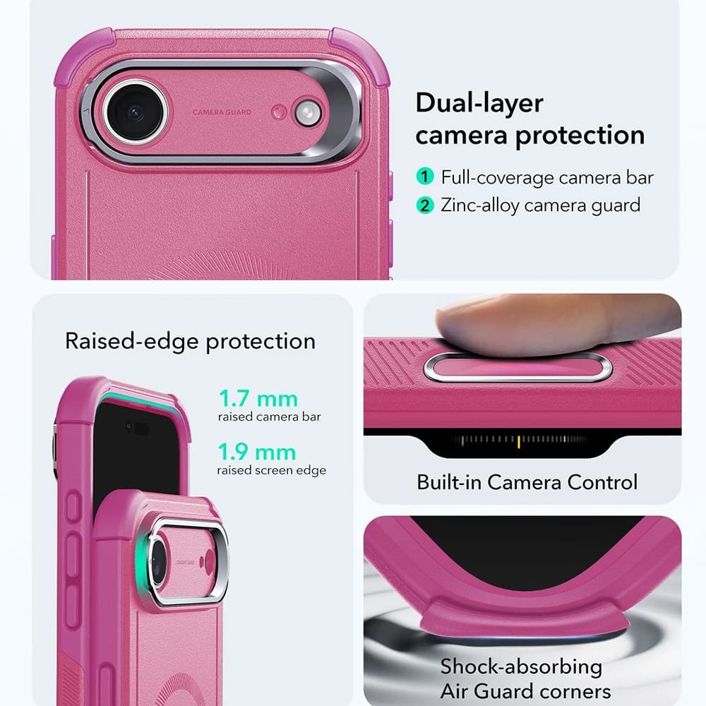 ESR Cyber Armor Kickstand pro iPhone 17 Air růžová - náhled 4