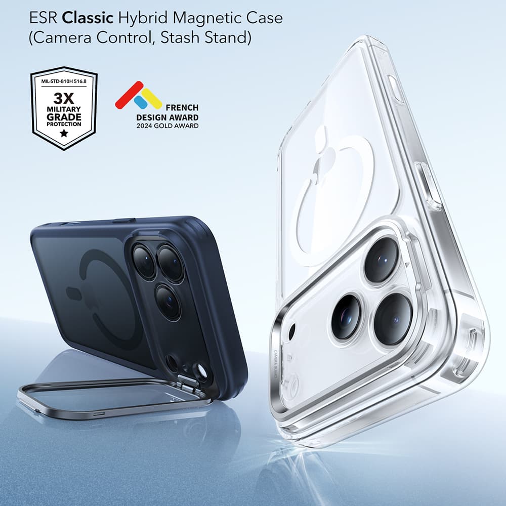 ESR Classic Hybrid HaloLock Kickstand iPhone 17 Pro v matné modré - náhled 4