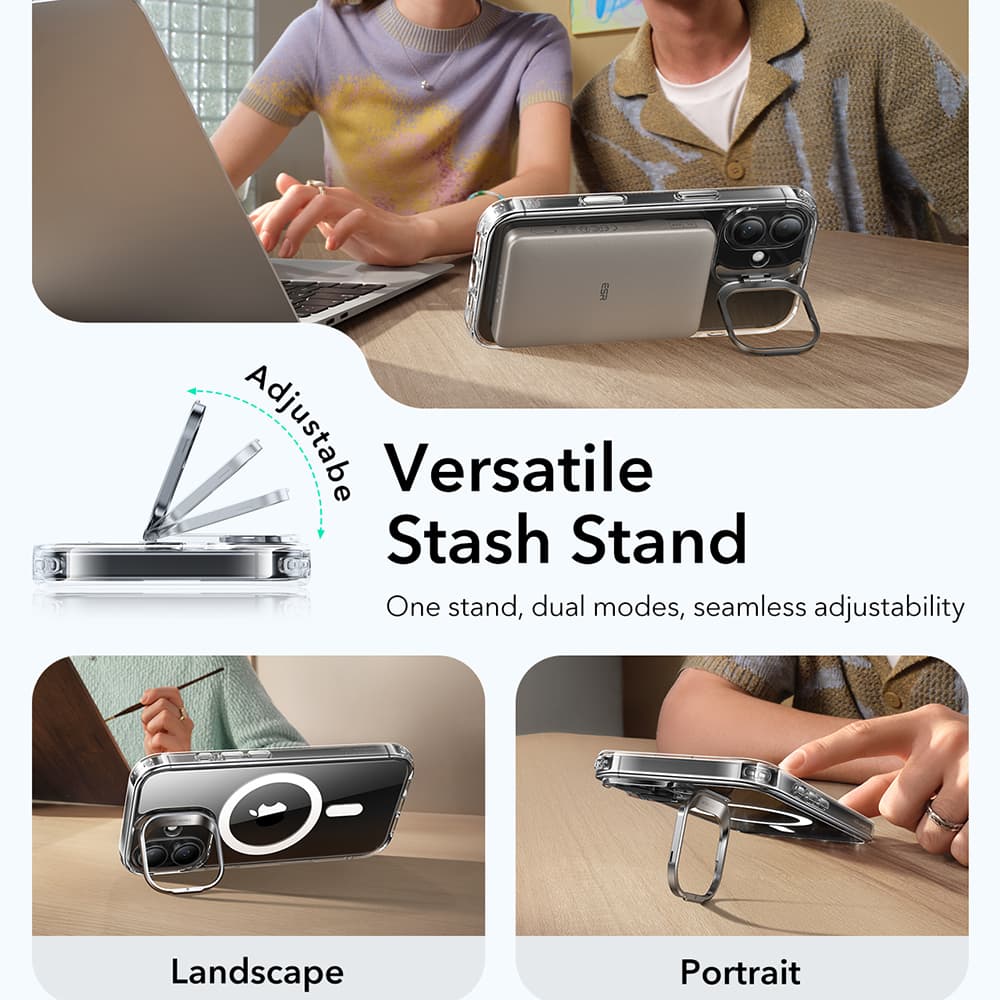 ESR Classic Hybrid HaloLock Kickstand pro iPhone 17 průhledný - náhled 4