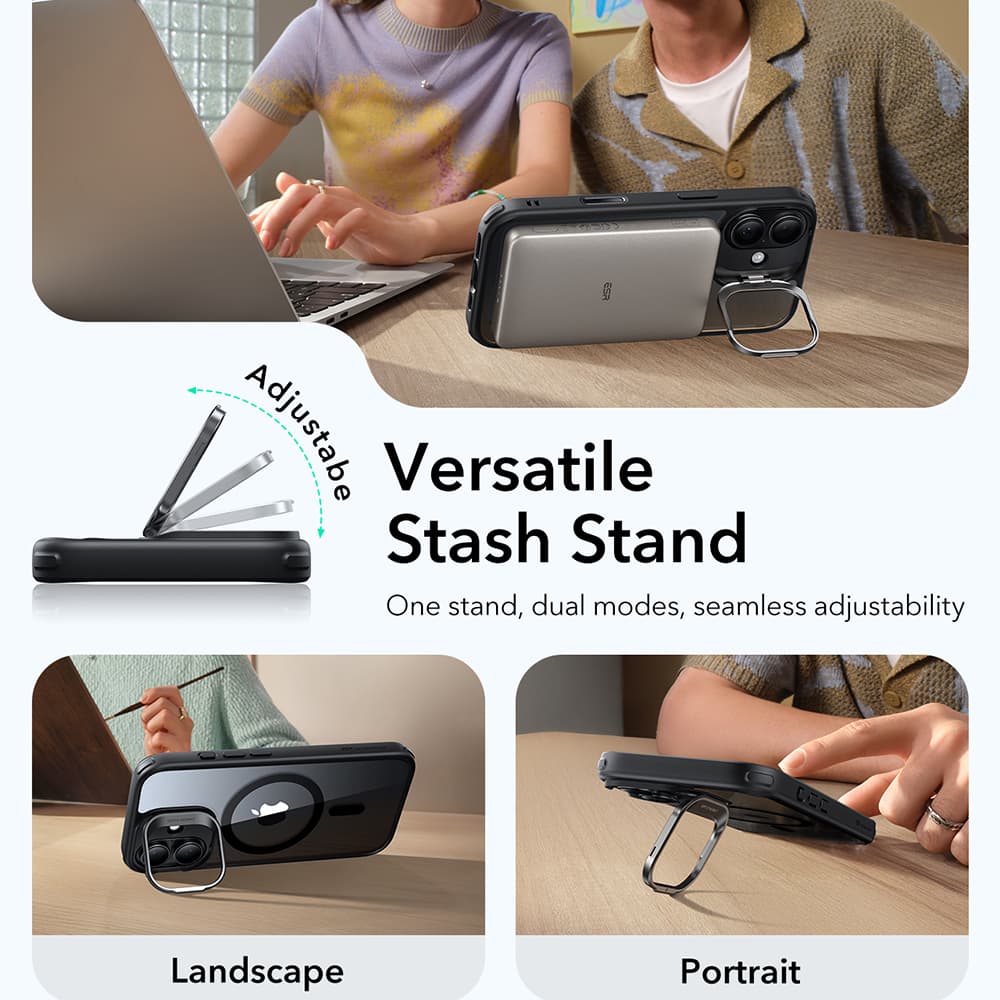 ESR Classic Hybrid HaloLock Kickstand iPhone 17 černá průhledná - náhled 4