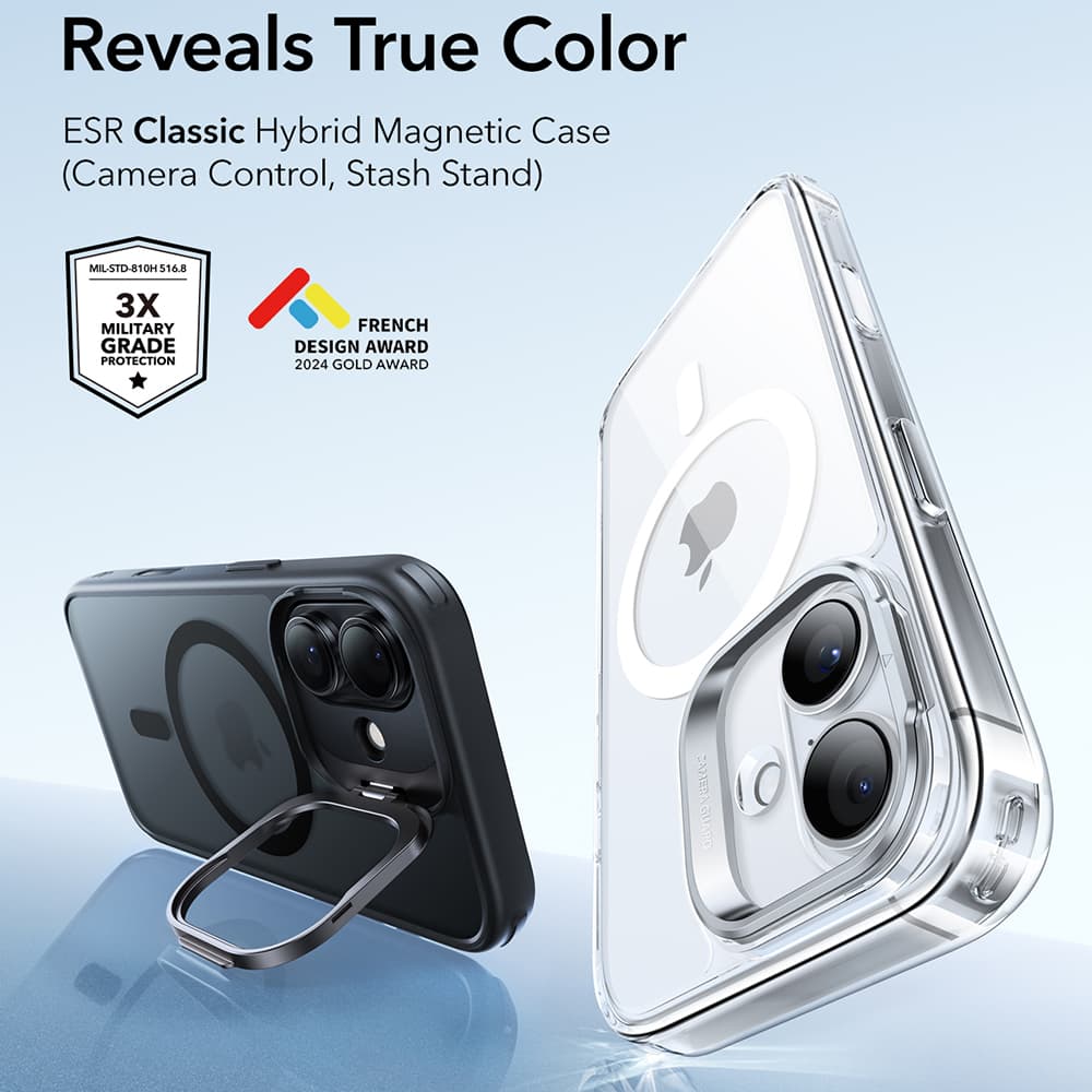 ESR Classic Hybrid HaloLock Kickstand pro iPhone 17 v matné černé - náhled 4