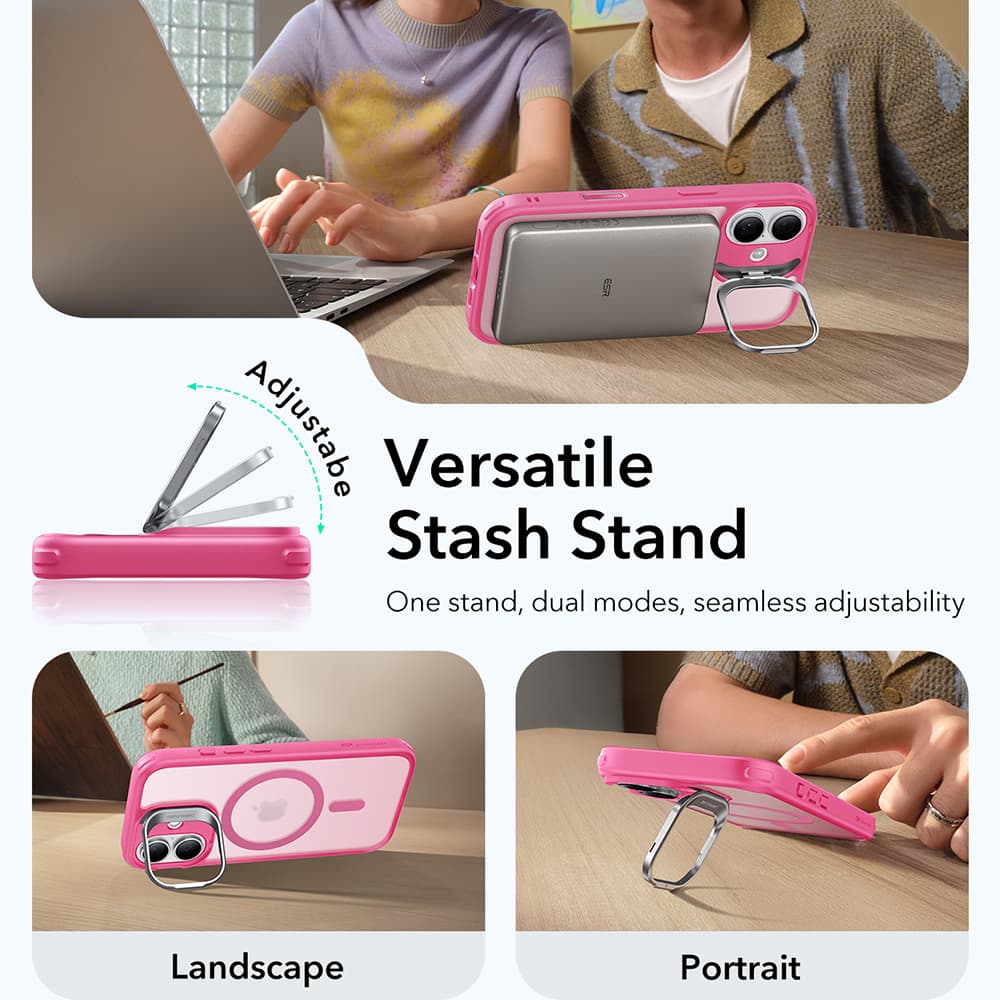 ESR Classic Hybrid HaloLock Kickstand pro iPhone 17 v matné růžové - náhled 4