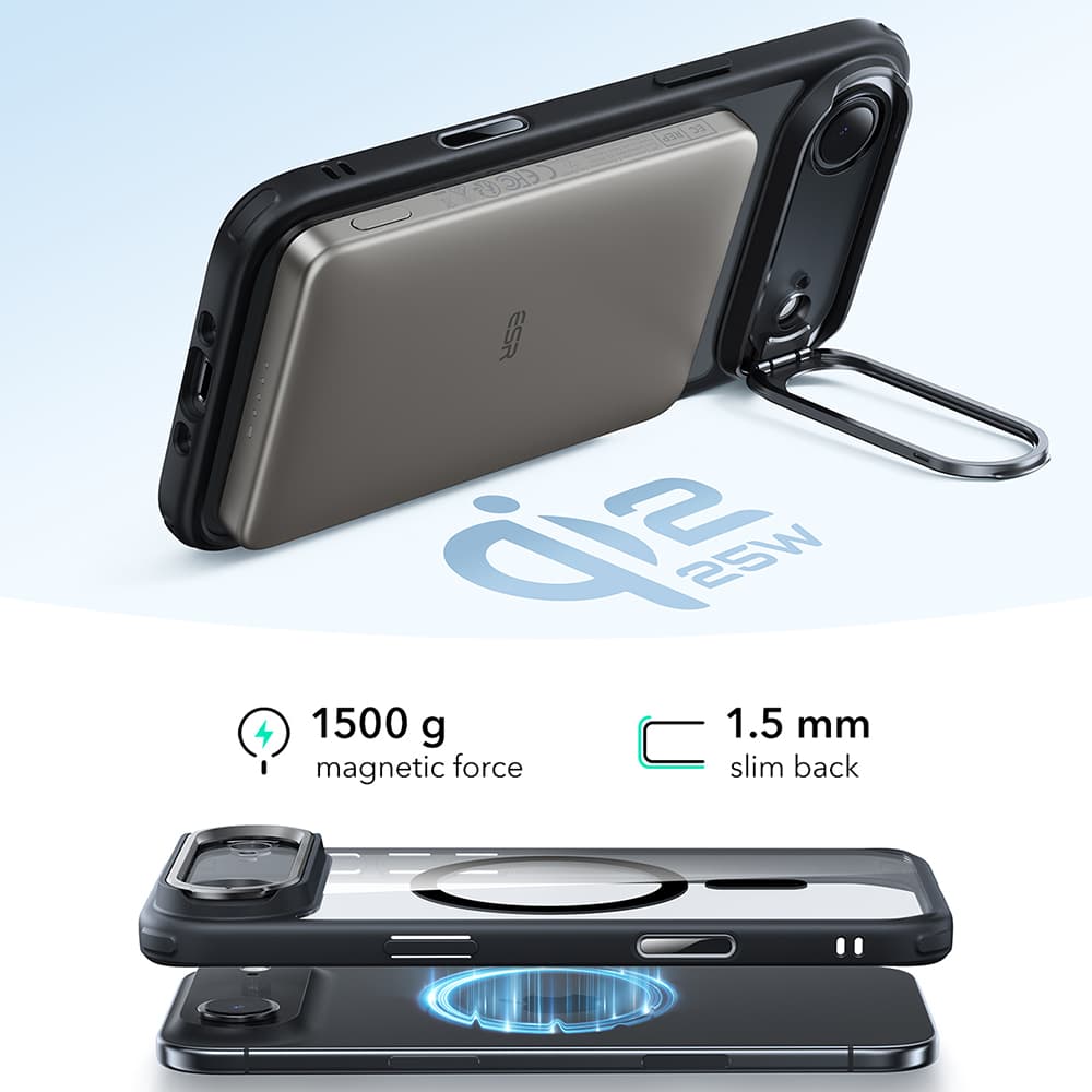 ESR Classic Hybrid HaloLock Kickstand pro iPhone 17 Air černá průhledná - náhled 4