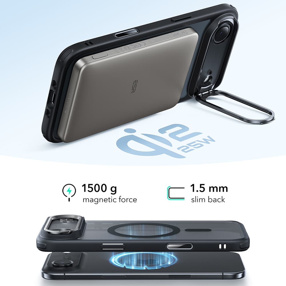 ESR Classic Hybrid HaloLock Kickstand pro iPhone 17 Air v matné černé - náhled 4