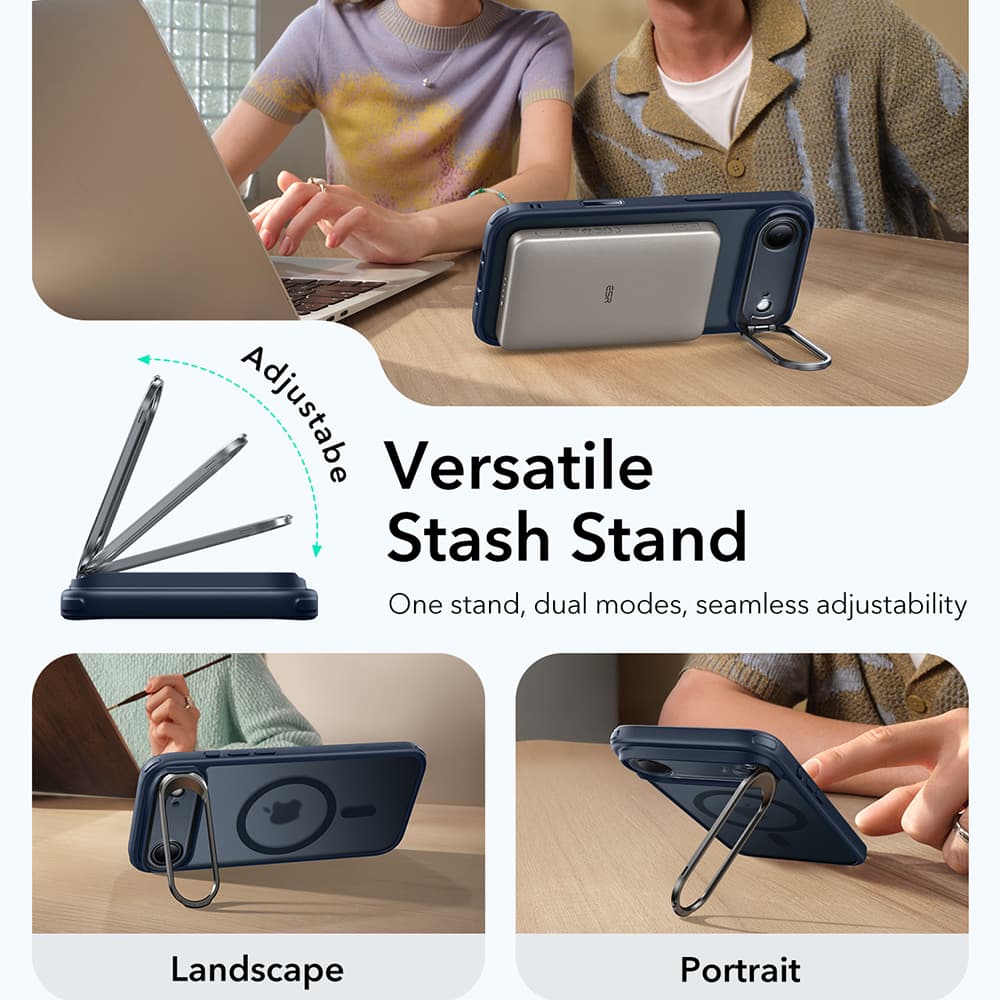 ESR Classic Hybrid HaloLock Kickstand pro iPhone 17 Air v matné modré - náhled 4