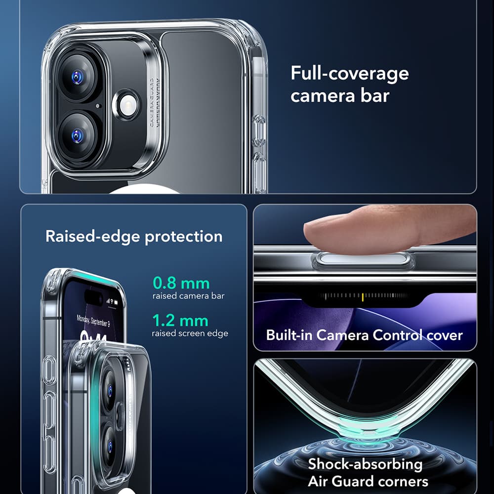 ESR Classic Hybrid HaloLock pro iPhone 17 průhledný - náhled 4