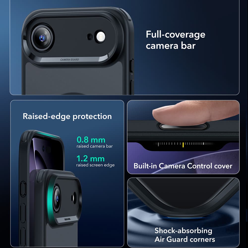 ESR Classic Hybrid HaloLock pro iPhone 17 Air v matné černé - náhled 4