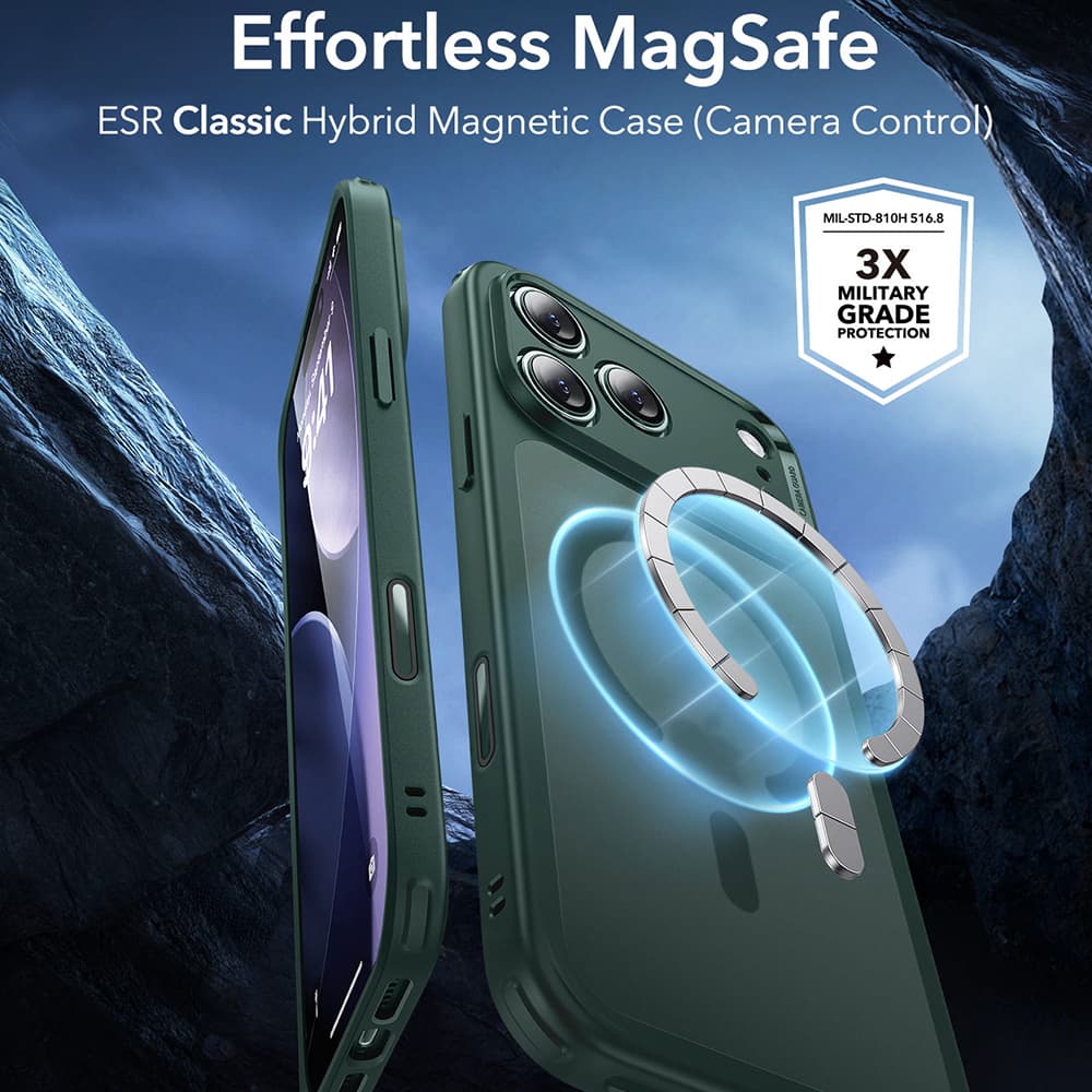 ESR Classic Hybrid HaloLock pro iPhone 17 Pro Zelená Mlha - náhled 4