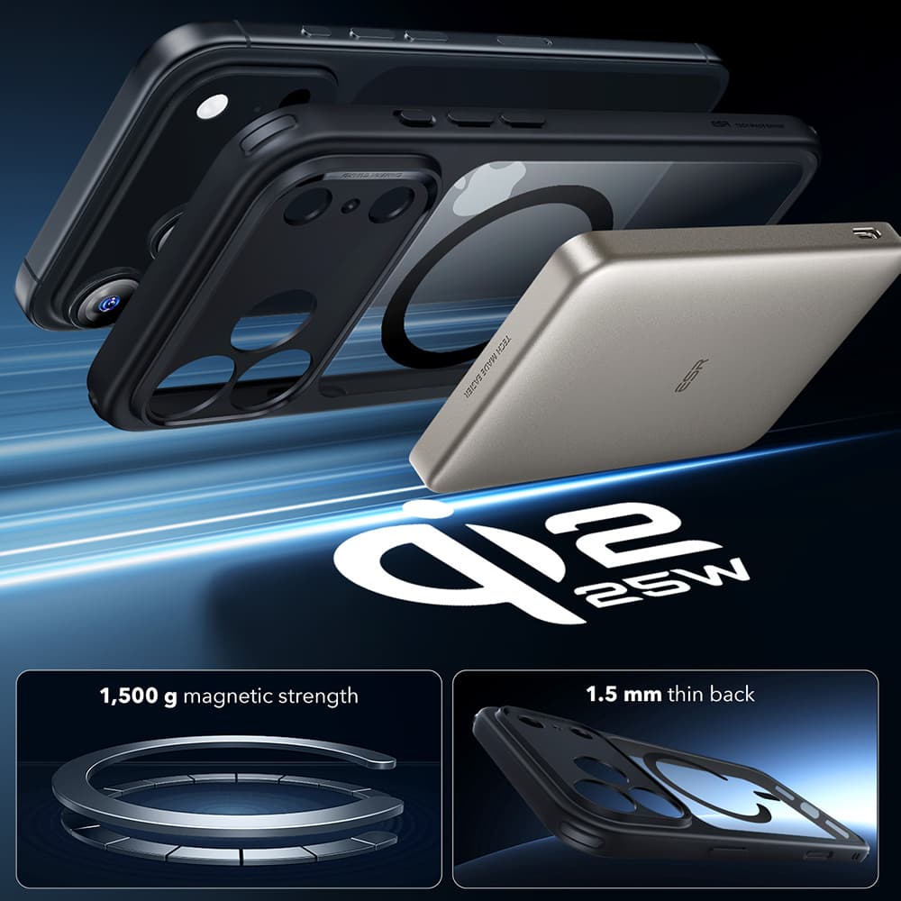 ESR Classic Hybrid HaloLock iPhone 17 Pro Max černá průhledná - náhled 4