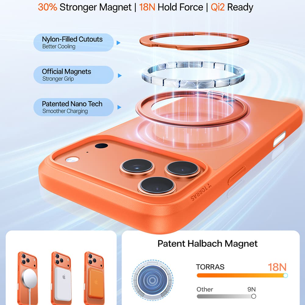 Torras Ostand Pro MagSafe Series pro iPhone 17 Pro oranžová - náhled 4