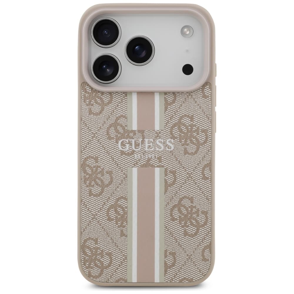 Guess - pevné pouzdro 4G Printed Stripes MagSafe (GUHMP17LP4RPSP) - iPhone 17 Pro - růžové - náhled 4