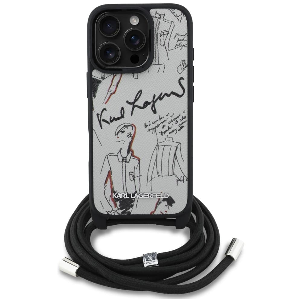 Karl Lagerfeld Saffiano MagSafe Crossbody pro iPhone 16 Pro Max šedá - náhled 4