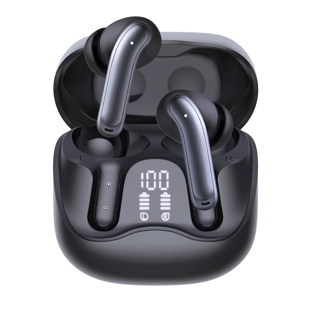 Techsuit – prémiová bezdrátová sluchátka EchoFit Pro (CW5) – Bluetooth V5.4, ANC, ENC, 400mAh, Multi-Connect, rychlé nabíjení, 6 mikrofonů – černá - náhled 4