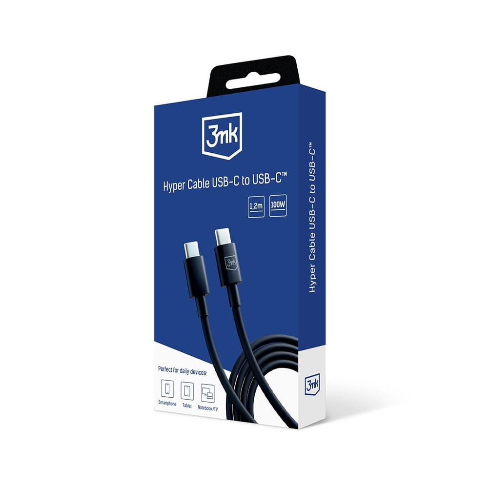 3mk Data Cable Hyper USB-C na USB-C 100W 5A 1.2m černý - náhled 4