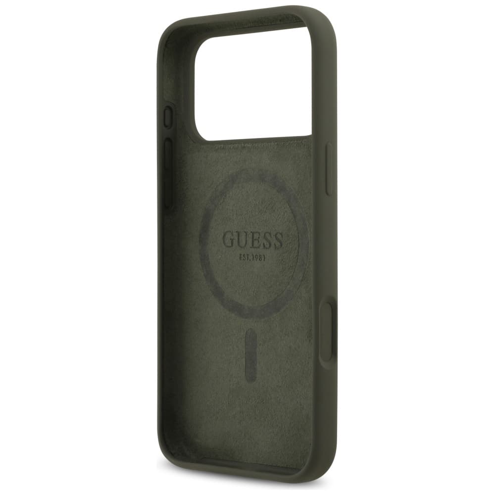 Guess Silicone Triangle Logo MagSafe iPhone 17 Pro Max Khaki - náhled 4