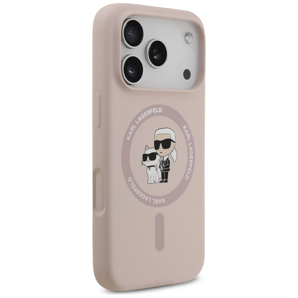 Karl Lagerfeld Silicone Ring MagSafe iPhone 17 Pro růžová Karl&amp;Choupette - náhled 4