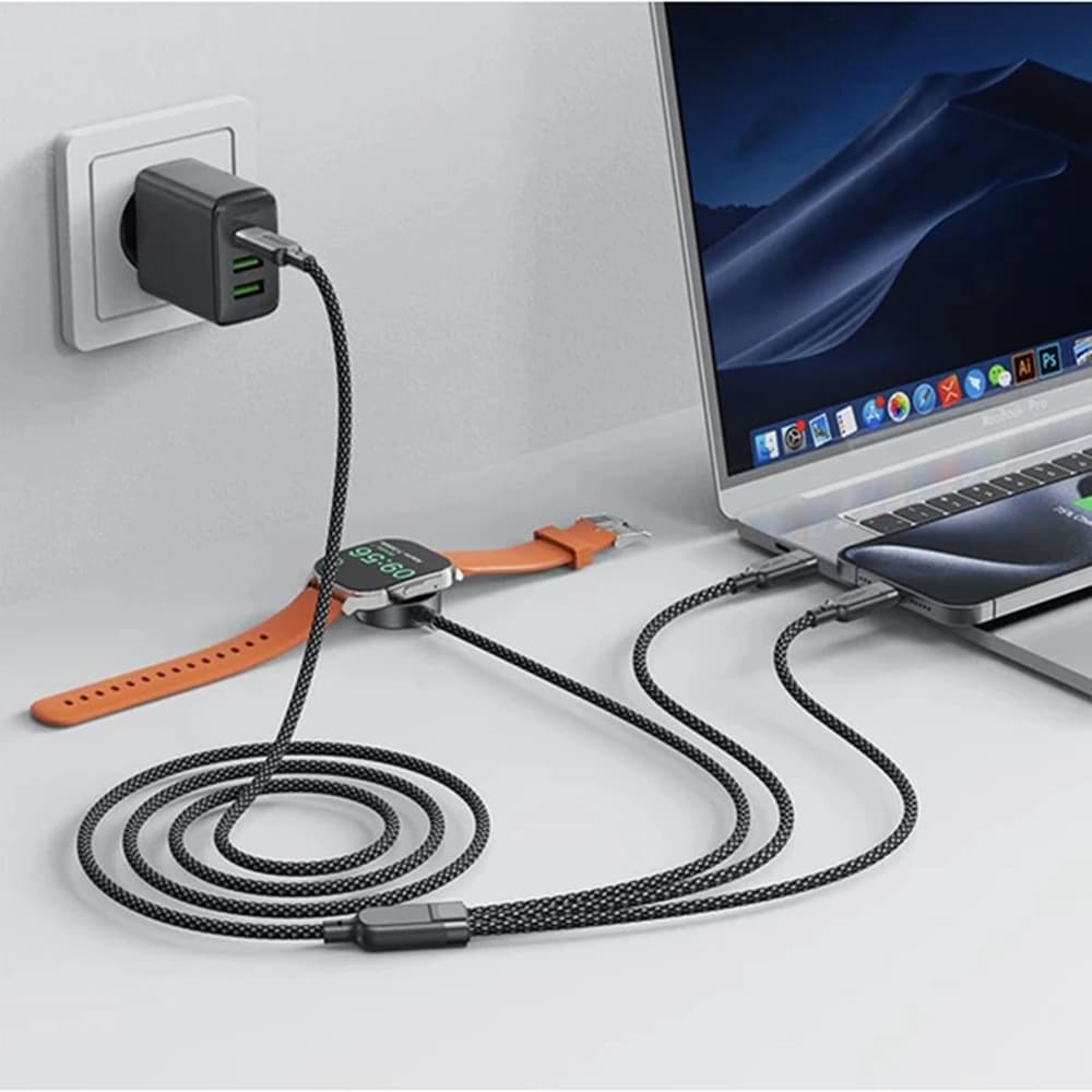 Acefast Datový kabel C6-11 Rychlé nabíjení 2x Type-C Bezdrátová nabíječka USB-C 3v1 1.2m Černá - náhled 4