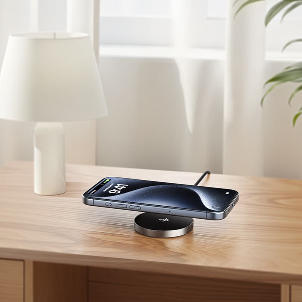Acefast Magnetic Wireless Charger E24 MagSafe Rychlé Nabíjení Qi2 Type-C 15W 2.25A Tvrzené Sklo 1.2m Kovově Šedá - náhled 4