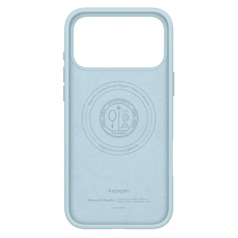 Spigen Silicone Fit MagSafe pro iPhone 17 Pro v tlumené modré - náhled 4