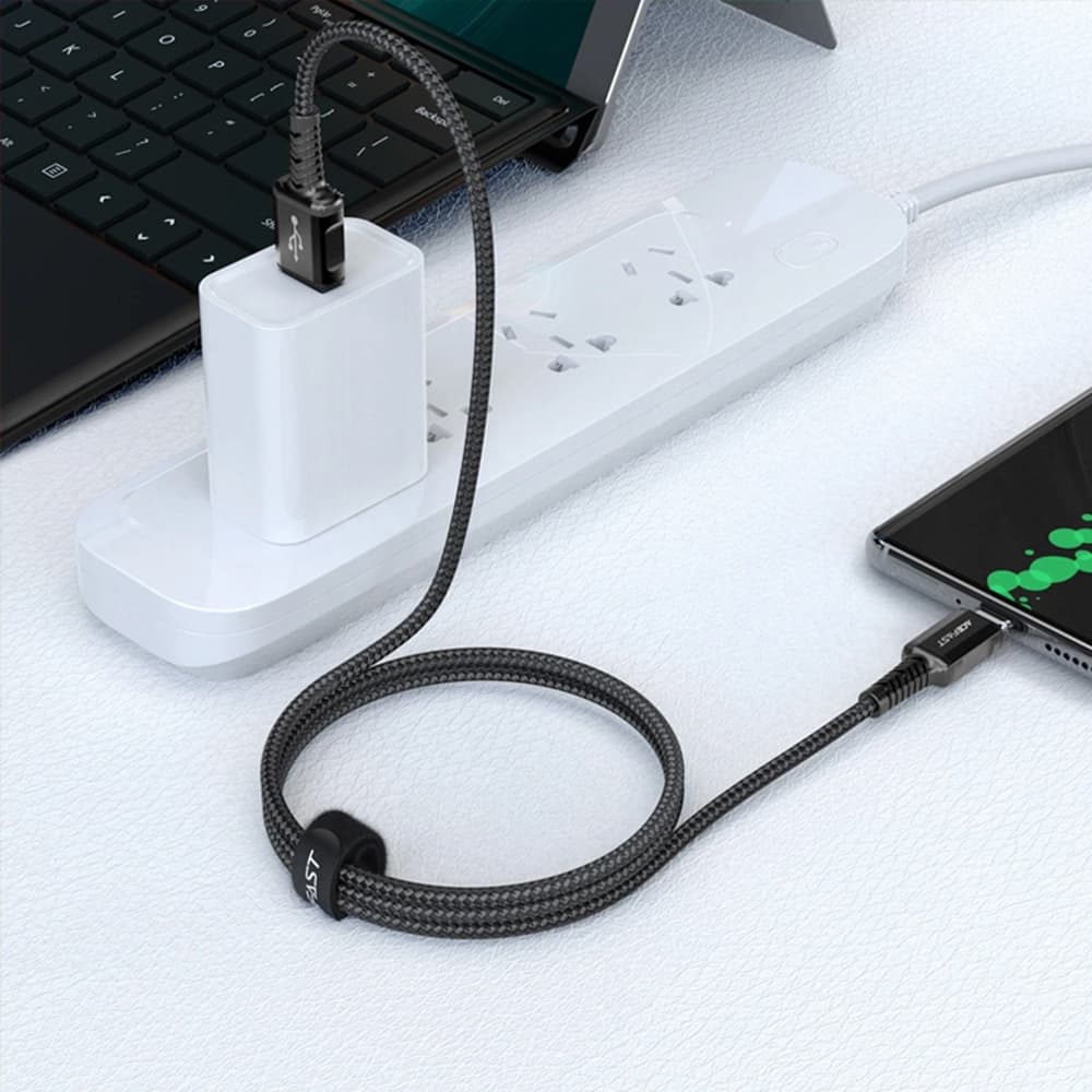 Acefast Data Cable C1-04 USB na Type-C 3A Rychlé nabíjení Nylon 1.2m černá - náhled 4