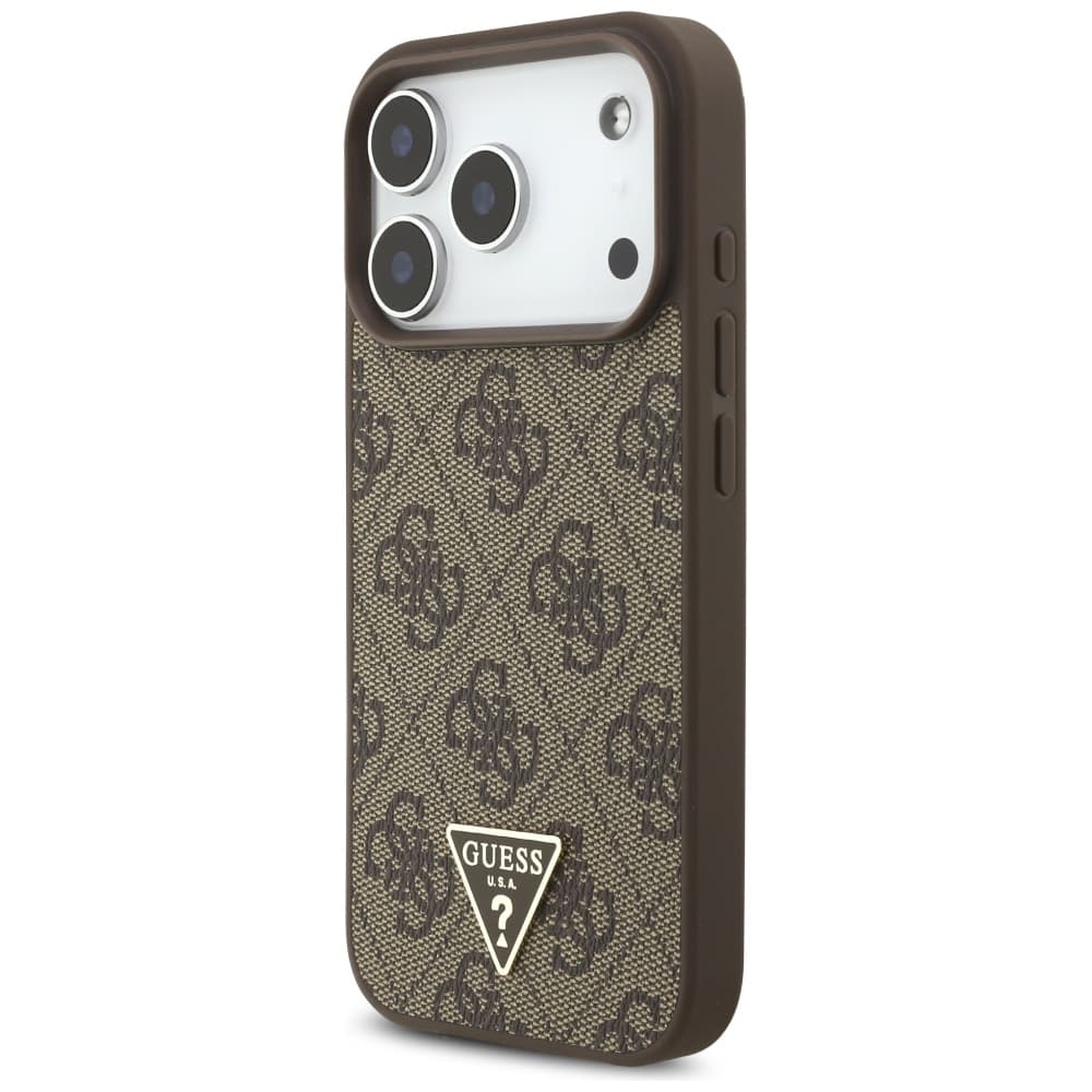 Guess Hardcase 4G Triangle Logo MagSafe s perlovým páskem iPhone 17 Pro hnědý - náhled 4