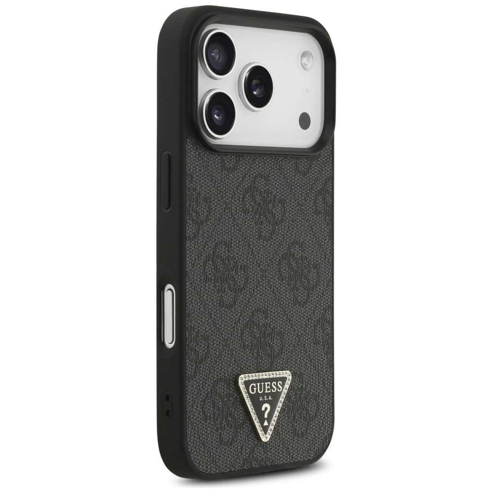Guess Leather 4G Triangle Strass MagSafe pro iPhone 17 Pro Max černá - náhled 4