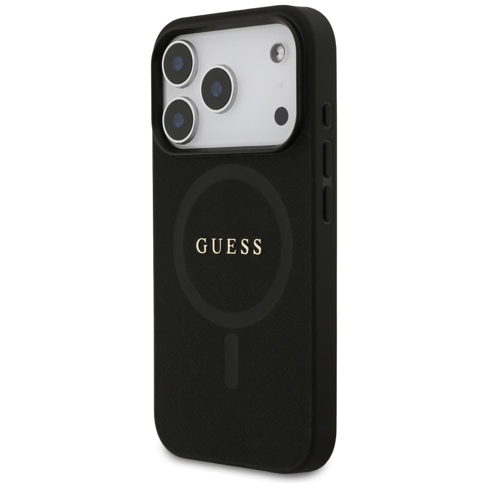 Guess Saffiano Classic Logo MagSafe pouzdro iPhone 17 Pro černé - náhled 4