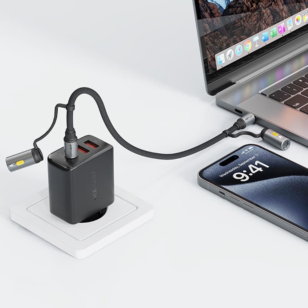 Acefast Data Cable J4 Multifunkční Rychlonabíjecí Type-C LED Světlo Type-C Černý - náhled 4