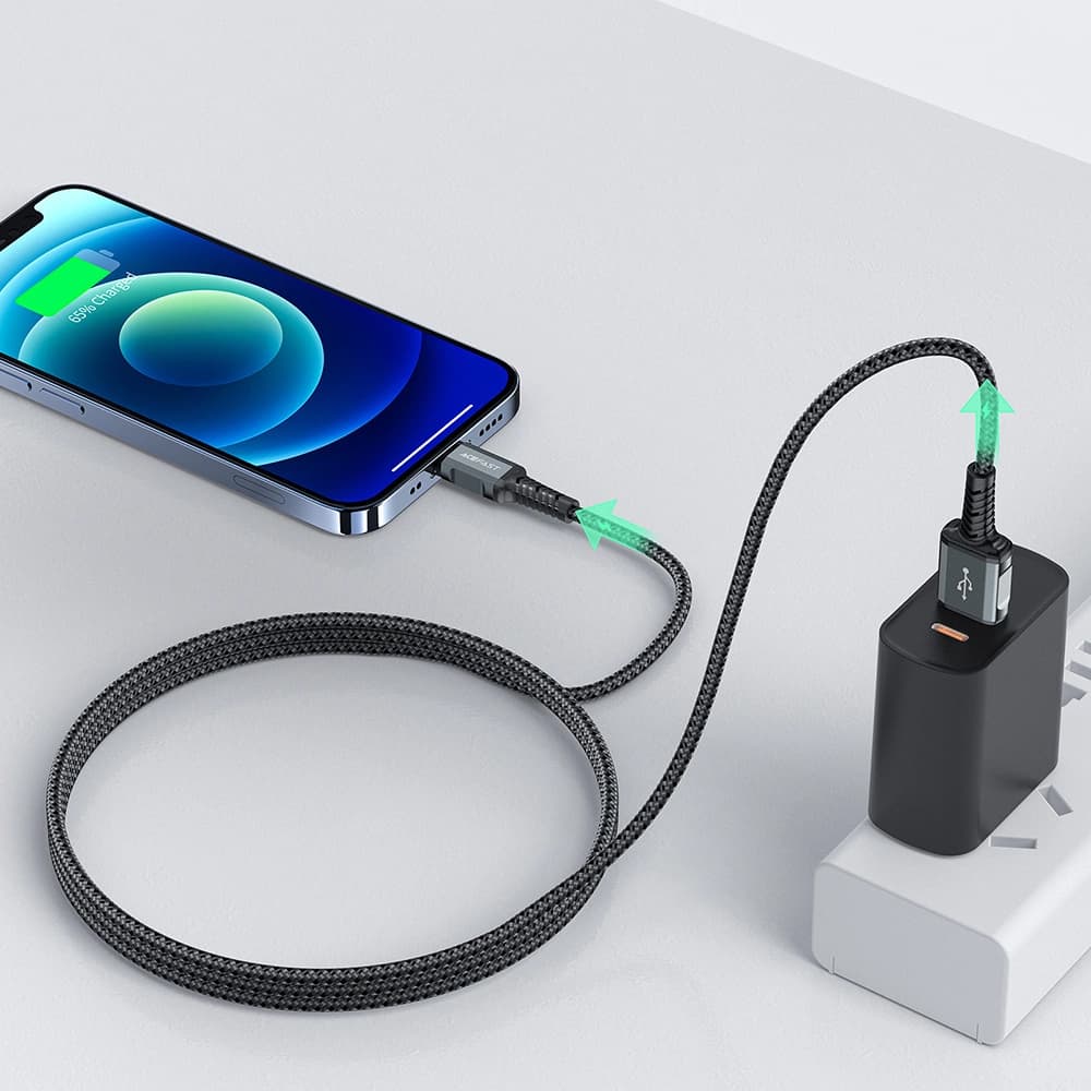 Acefast Datový kabel C1-02 USB na Lightning 2.4A rychlé nabíjení MFi 1.2m černý - náhled 4