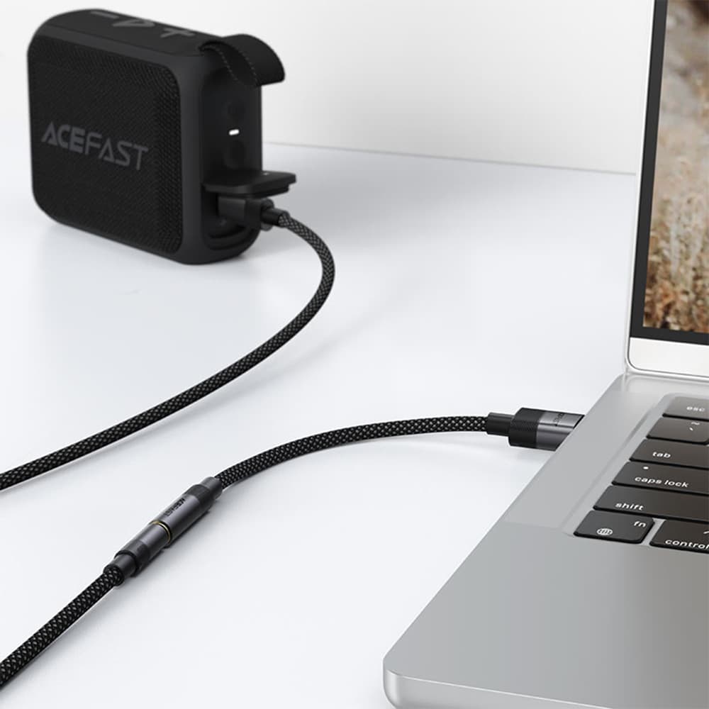 Acefast - audio adaptér (J13) - USB samec na 3,5mm jack samice, plug &amp; play, vysoce věrný zvuk, bez zpoždění, 15cm - černý - náhled 4