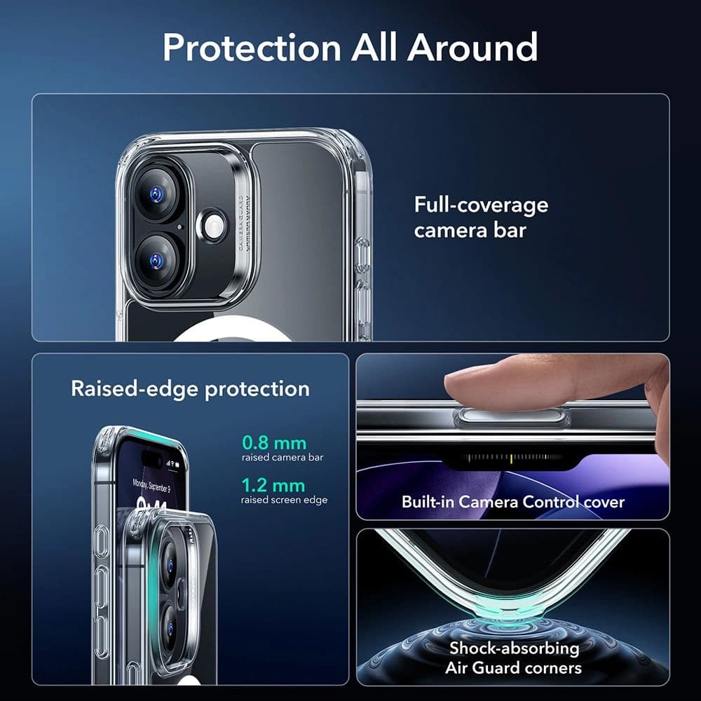 ESR Classic Hybrid HaloLock s ochranou displeje iPhone 17 průhledný - náhled 4