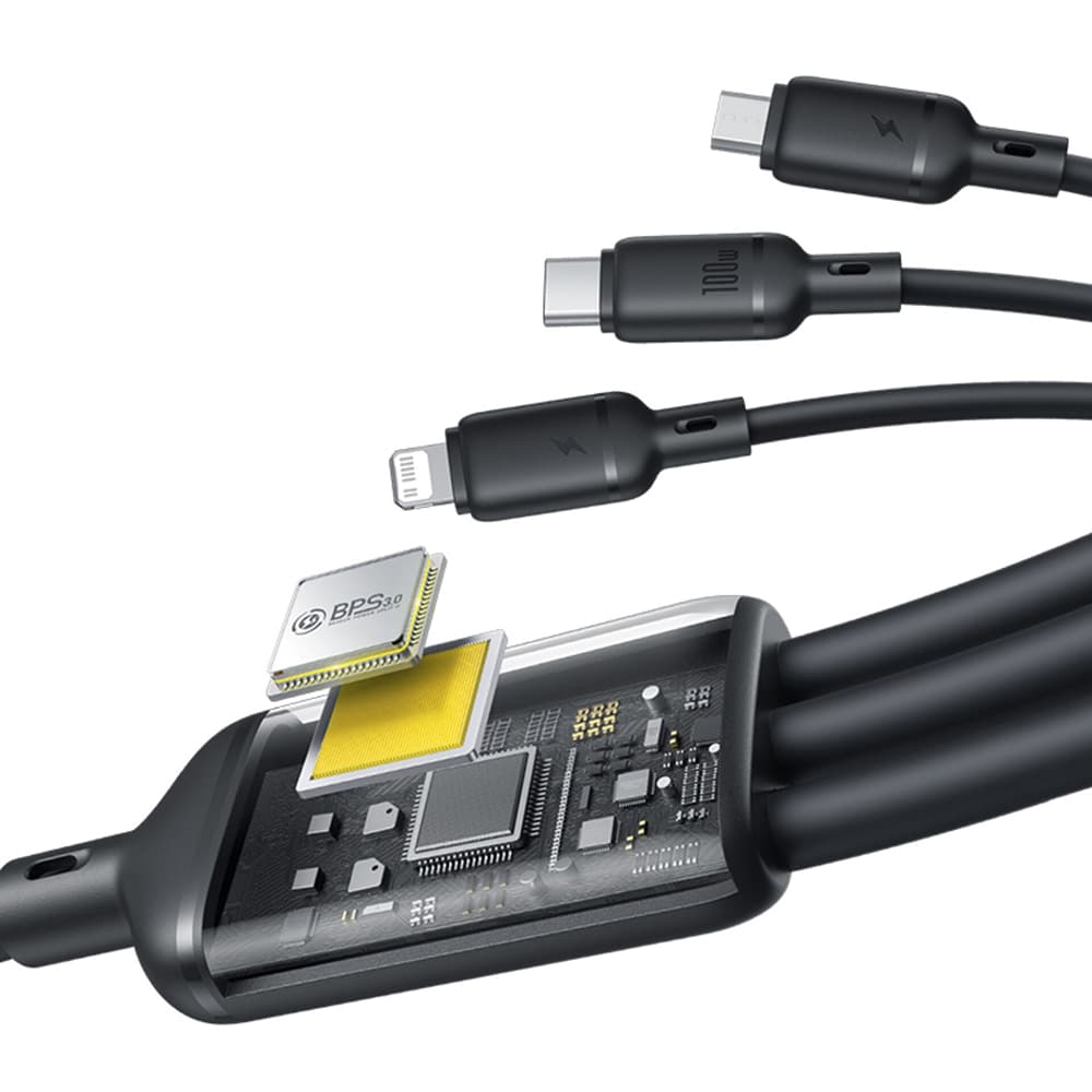 Baseus Data Cable Silky 1.5m černý USB USB-C Lightning Micro-USB 100W 480Mbps - náhled 4