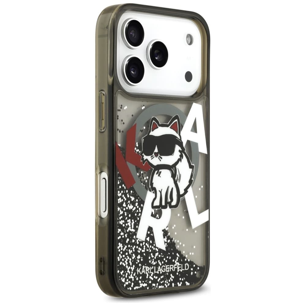 Karl Lagerfeld Liquid Glitter Choupette Logo MagSafe iPhone 17 Pro černé - náhled 4