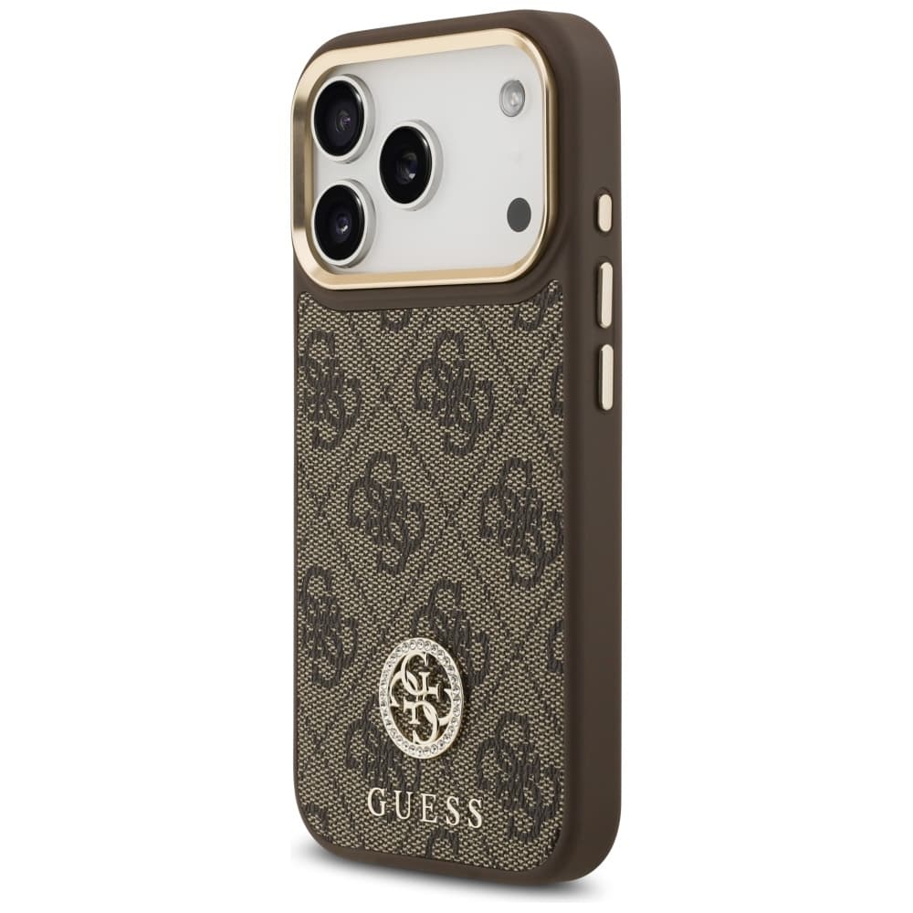 Guess Hardcase 4G Strass Logo MagSafe iPhone 17 Pro hnědý - náhled 4