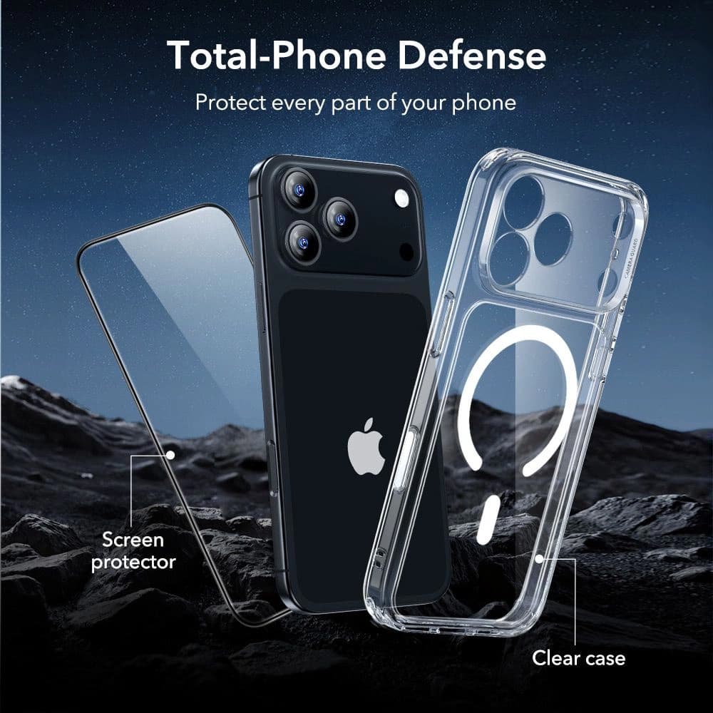 ESR Classic Hybrid HaloLock s ochranou displeje iPhone 17 Pro Max průhledný - náhled 4