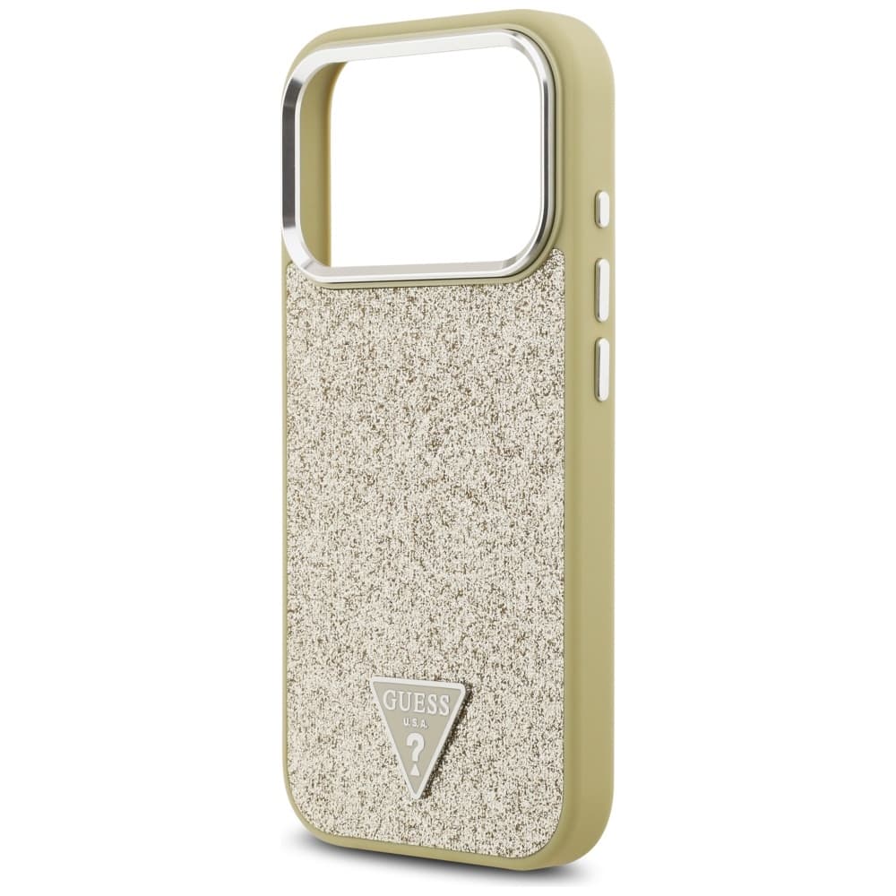 Guess Glitter Triangle Logo MagSafe pouzdro iPhone 17 Pro zlatá - náhled 4