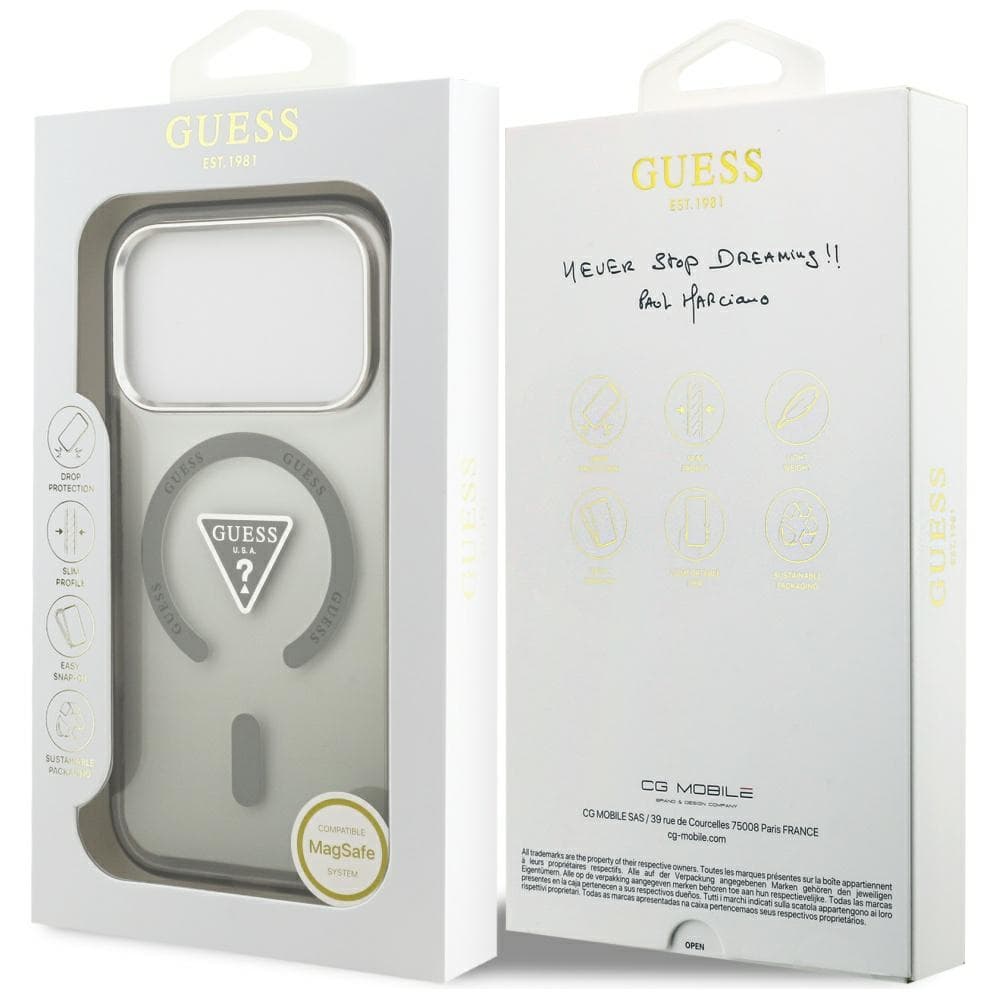 Guess IML Gradient Triangle Logo MagSafe iPhone 17 Pro Khaki - náhled 4