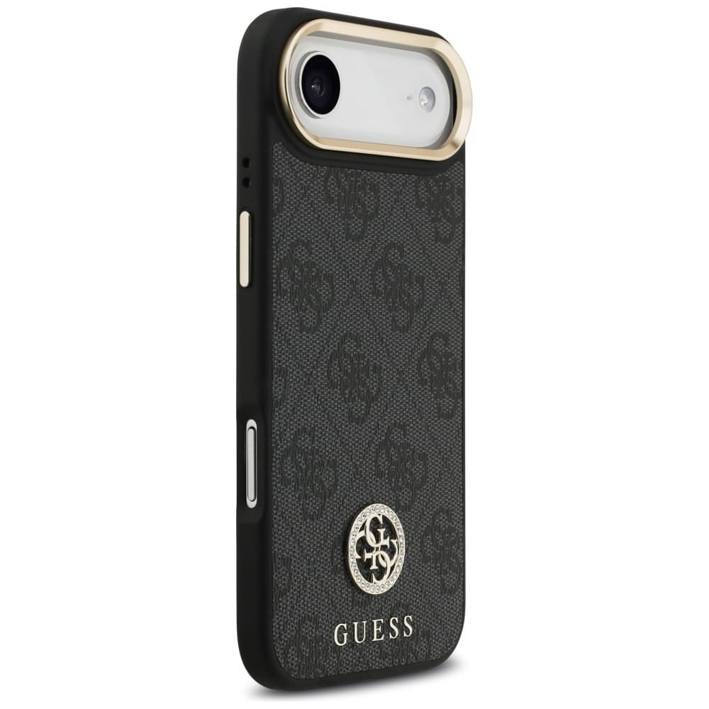Guess 4G Strass Logo s velkým popruhem kovové tlačítko MagSafe iPhone 17 Air černá - náhled 4