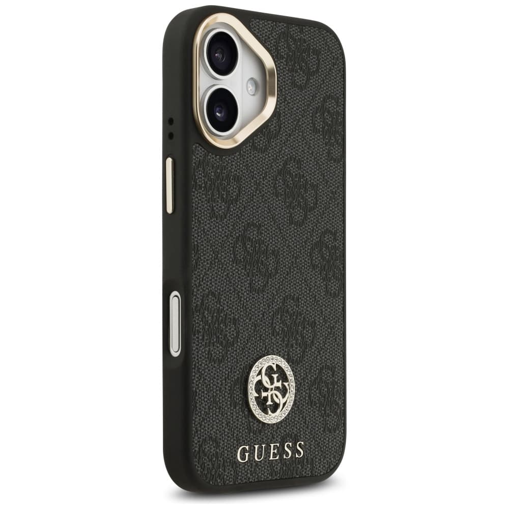 Guess 4G Strass Logo s velkým popruhem kovové tlačítko MagSafe iPhone 17 černá - náhled 4