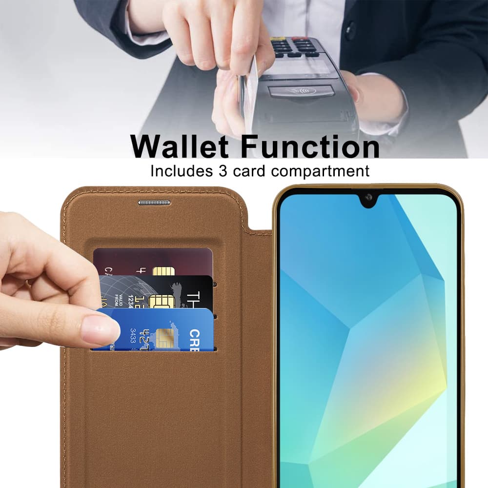 Pouzdro na knihu Techsuit SmartMag pro Samsung Galaxy A17 5G / A17 4G hnědé - náhled 4