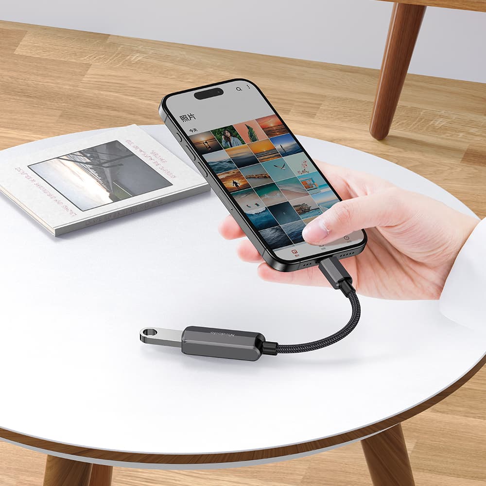 Mcdodo - OTG adaptér (CA-2830) - Type-C na Type-C, USB, hliníková slitina, nylon, 3A, 60W, 13cm - tmavě šedá - náhled 4