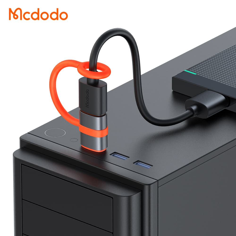 Mcdodo – adaptér (OT-3800) – se silikonovým háčkem, hliníková slitina, USB-C na USB 3.0, 5Gbps, přenosný design, Plug&amp;Play – šedá - náhled 4