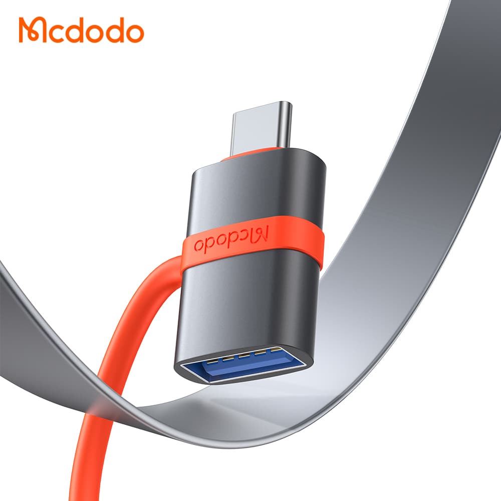 Mcdodo – adaptér (OT-3810) – se silikonovým háčkem, hliníková slitina, USB na typ-C, 5Gbps, přenosný design, plug&amp;play – šedá - náhled 4