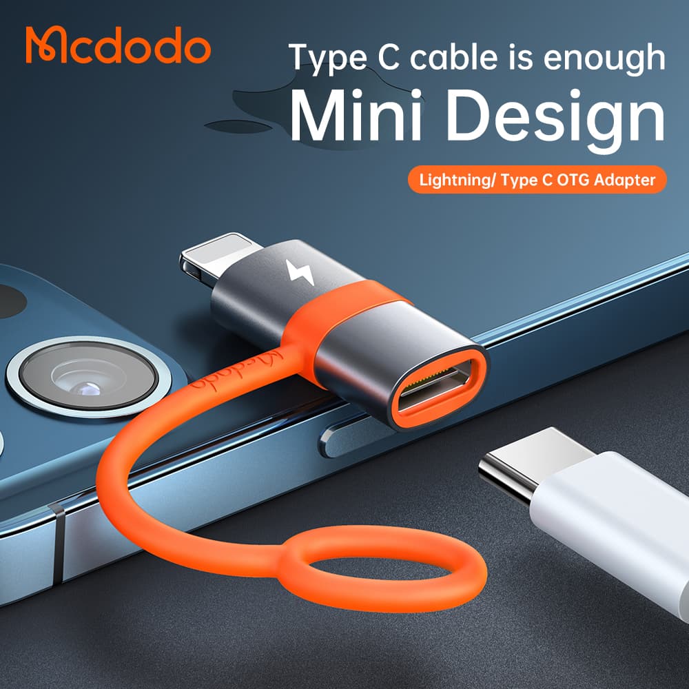 Mcdodo – adaptér (OT-0510) – se silikonovým háčkem, hliníkovou slitinou, USB-C na Lightning, 36W přenosný design – šedá - náhled 4
