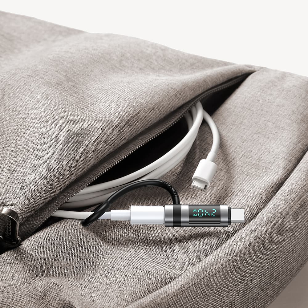 Mcdodo - adaptér řady Pigeon (OT-2620) - se silikonovým háčkem, hliníková slitina, USB-C na USB-C, 240W, přenosný design - černý - náhled 4