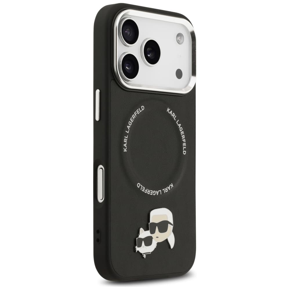 Karl Lagerfeld Leather K&amp;C Pins MagSafe iPhone 17 Pro černá - náhled 4