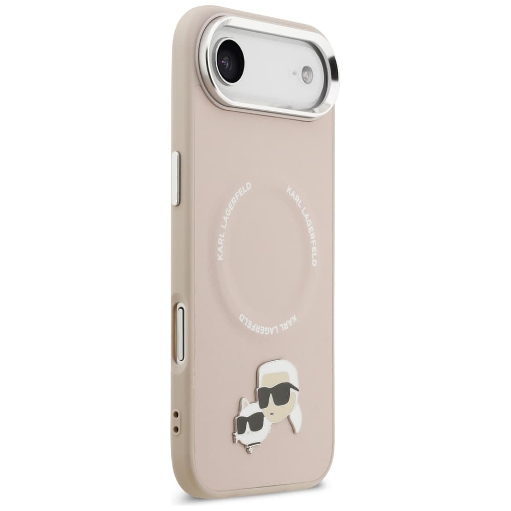 Karl Lagerfeld Leather Karl &amp; Choupette Pins MagSafe iPhone 17 Air růžová - náhled 4