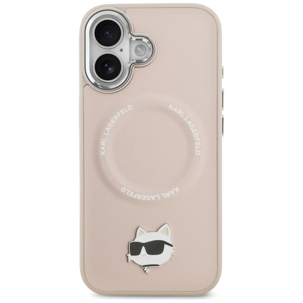 Karl Lagerfeld Leather Choupette Pin MagSafe iPhone 17 růžová - náhled 4