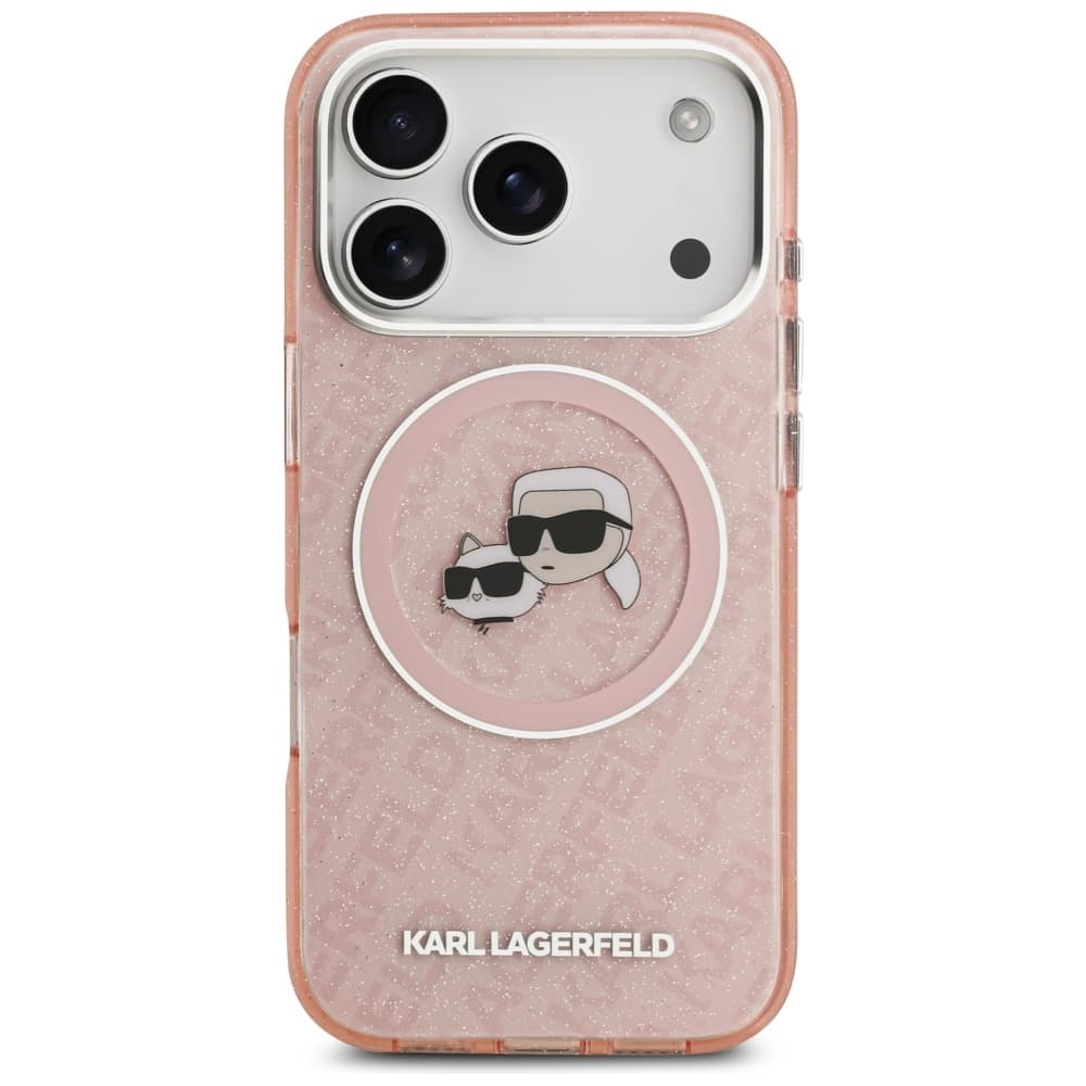 Karl Lagerfeld IML Glitter K&amp;C Heads Logo MagSafe iPhone 17 Pro růžová - náhled 4